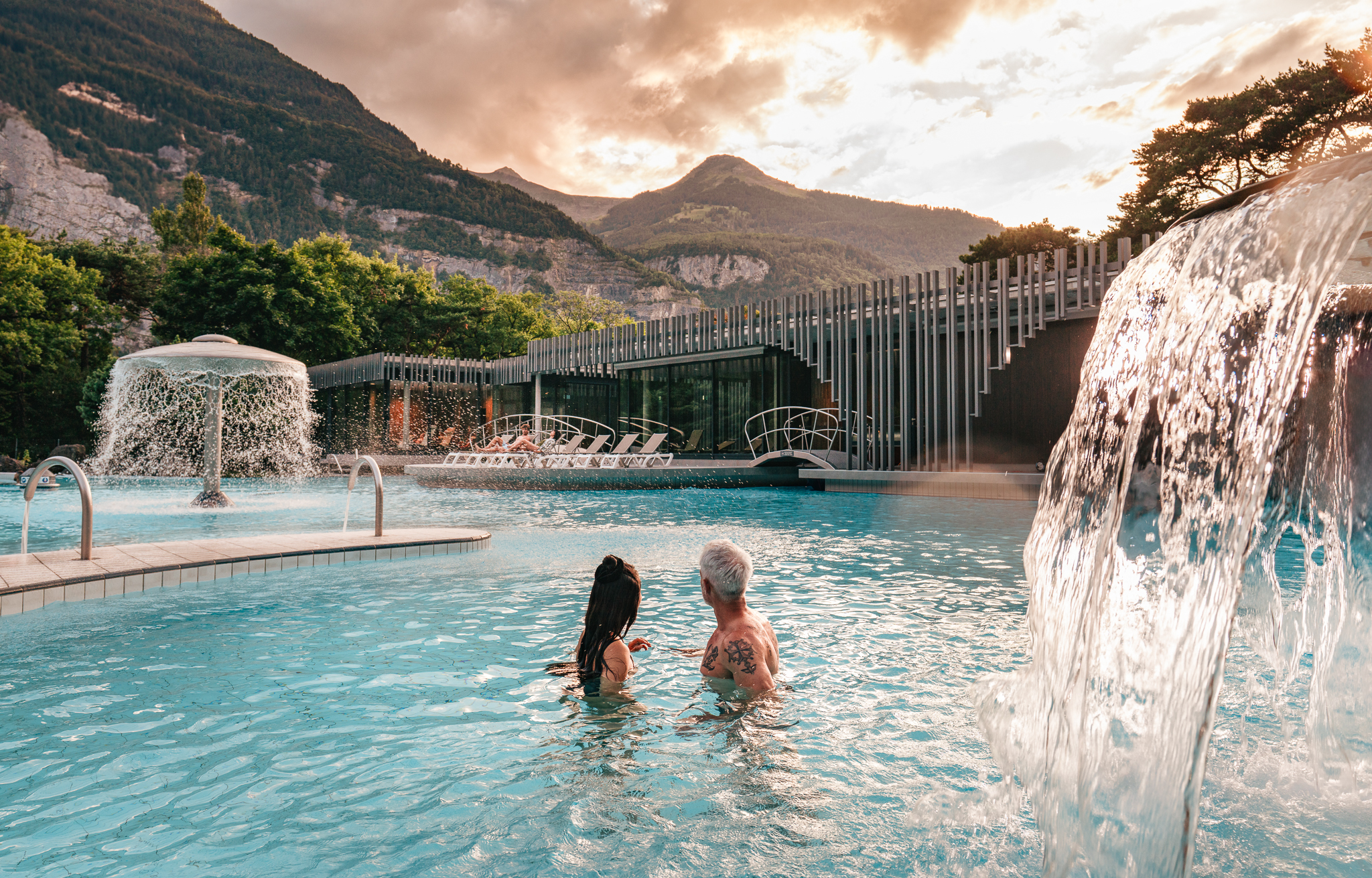 Les Bains de Lavey vue soirée